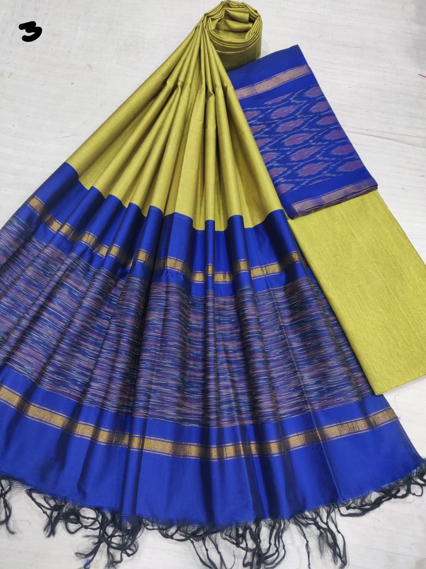 Dark-Blue and off-white Ikkat Cotton 3pc Ladies Suit – Shilphaat.com