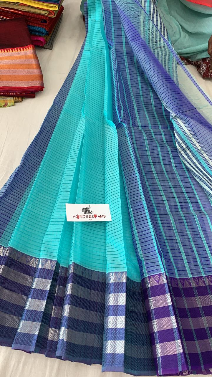 Blue Colour Mangalagiri Plain Pattu sarees